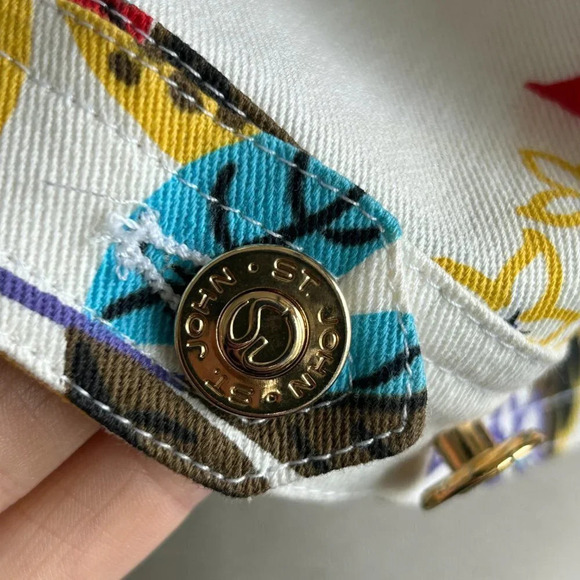 St. John Sport Colorful Butterfly Floral Trucker Denim Jacket READ - Picture 12 of 14